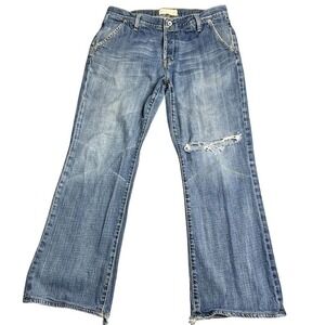 Paper Denim & Cloth Jeans Men 36x30 Distressed‎ Boot Cut 100% Cotton Blue Blue